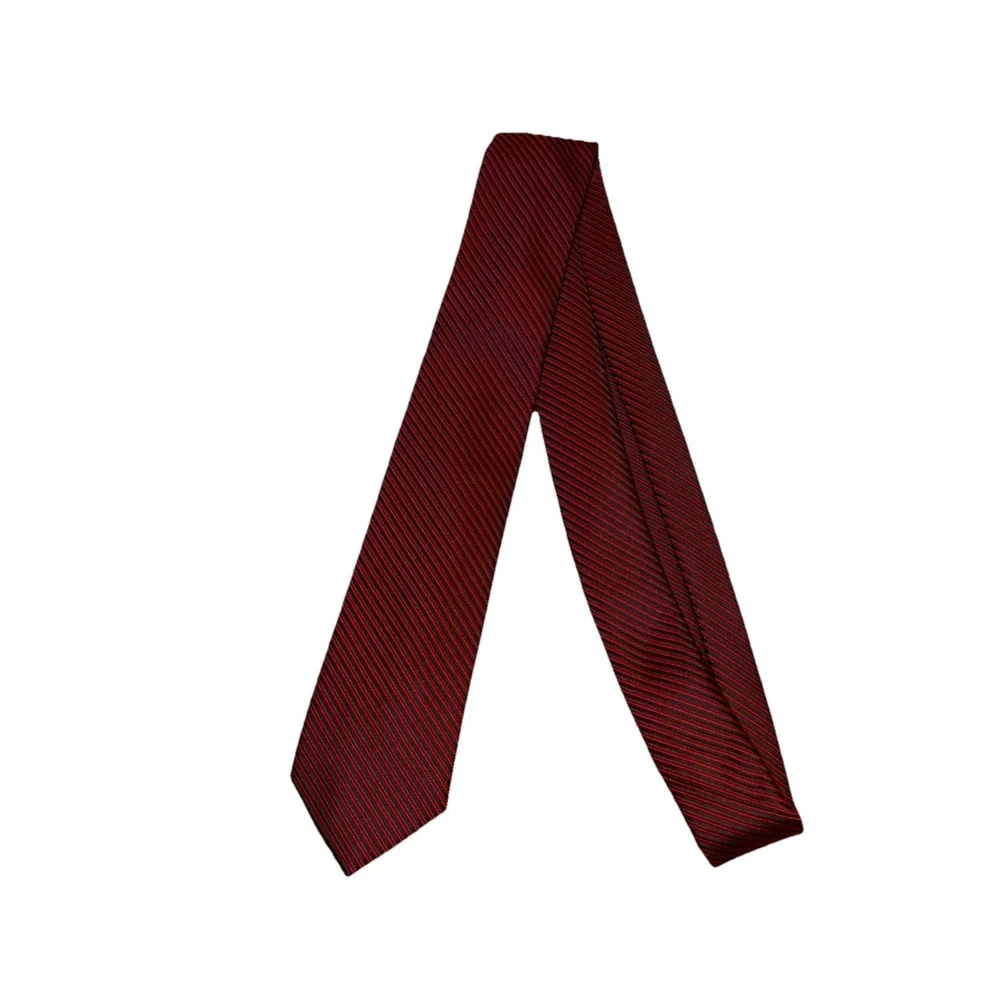 Zenio Boys Or Teen Size Tie Skinny Dark Red On Black Stripe 57